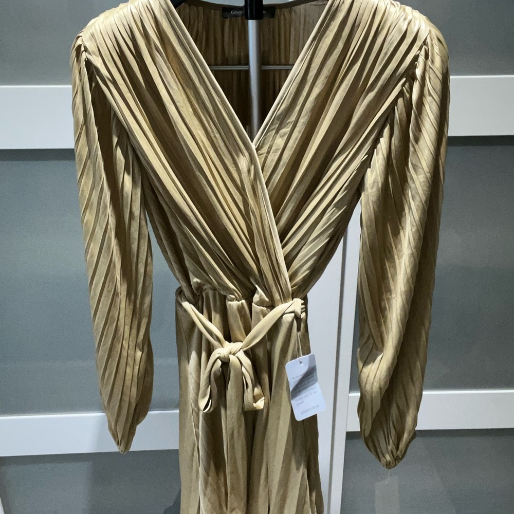 Kay Collective Gold Pleated Dress